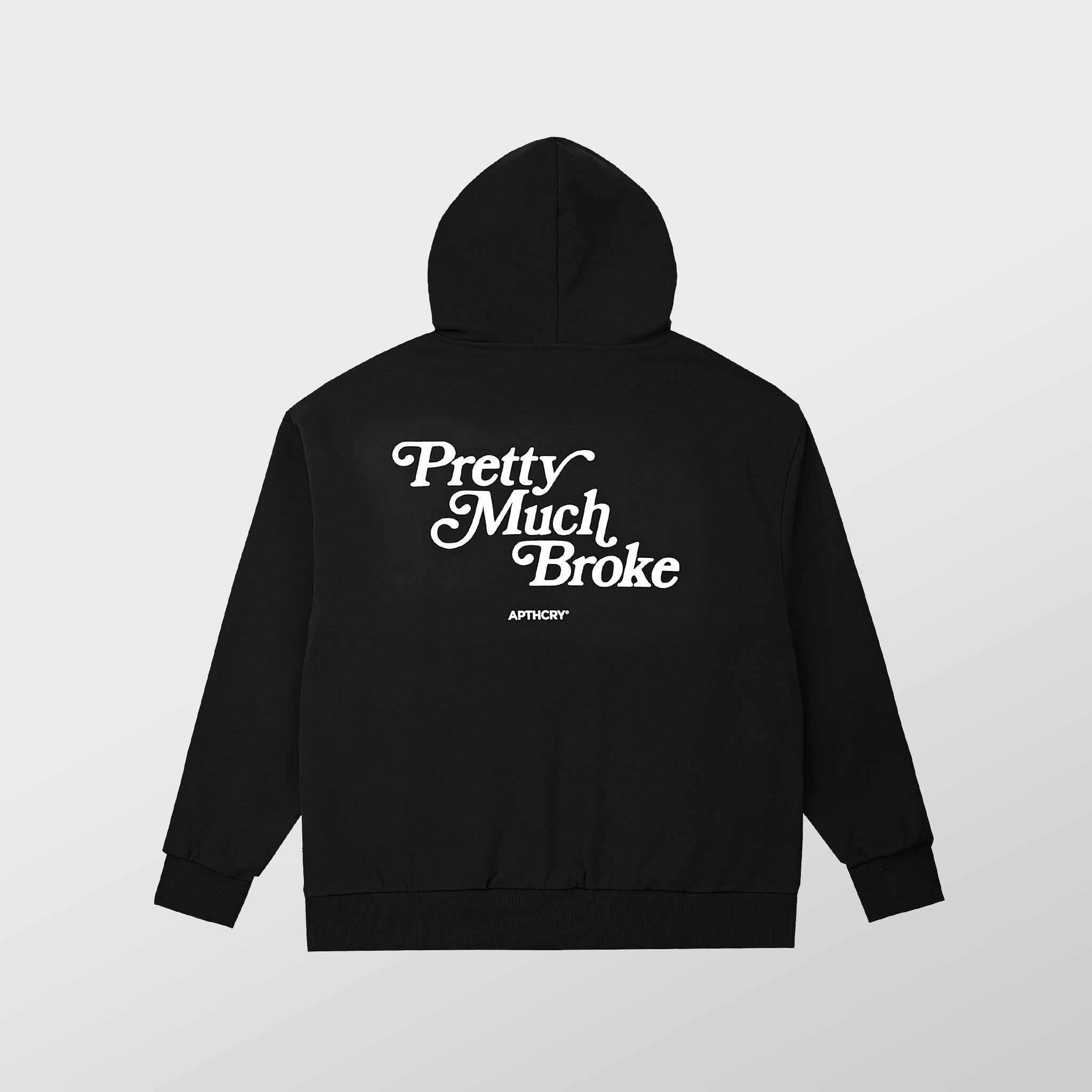 Pretty Much Broke Heavyweight Hoodie Black APTHCRY